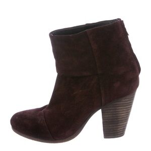 Rag & Bone Brown Suede Ankle Booties with Chunky Heel